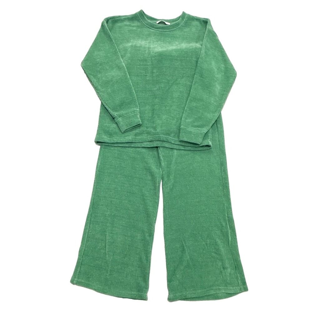 See and Be Seen Green Plush Two Piece Lounge Set Outfit Size Small SS Pants